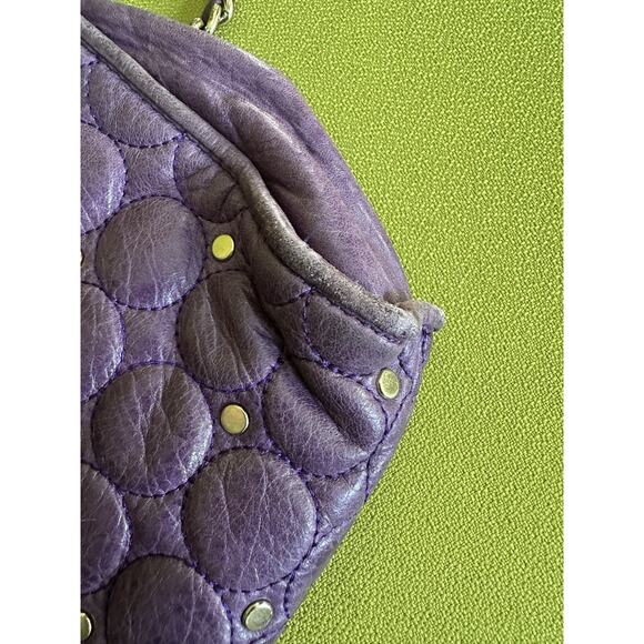 Rebecca Minkoff Studded Quilted Chain Strap Purple Leather Shoulder Bag - Picture 16 of 16